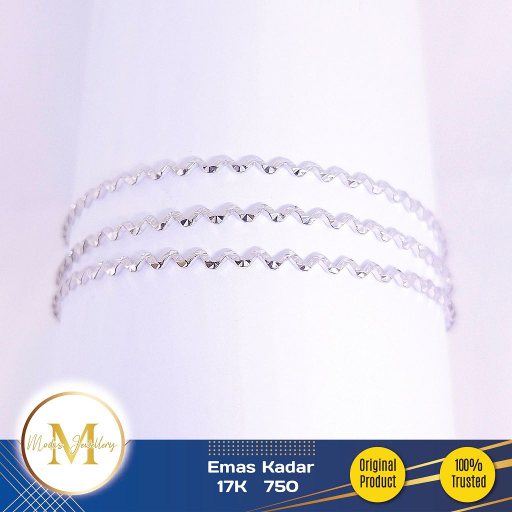 MODIS JEWELLERY - Gelang Bangle Keroncong Putih - Emas 17k 750