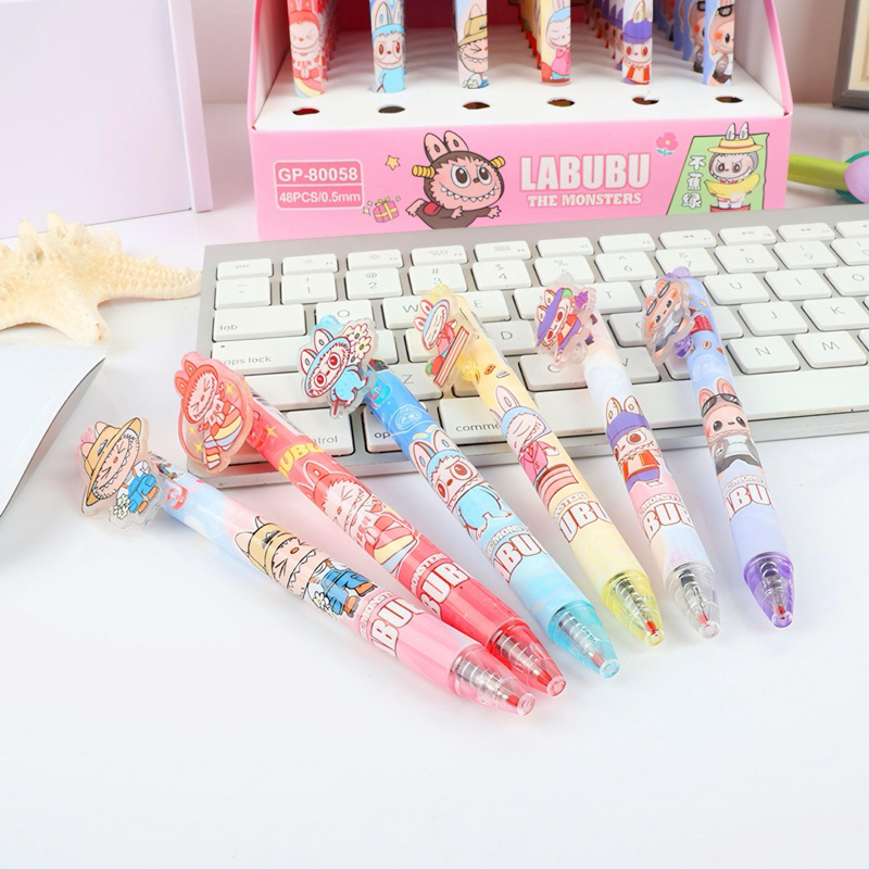 

⭐ PGS ⭐️ Pena / Ballpoint Mekanik Cetek Motif Labubu Alat Tulis Sekolah