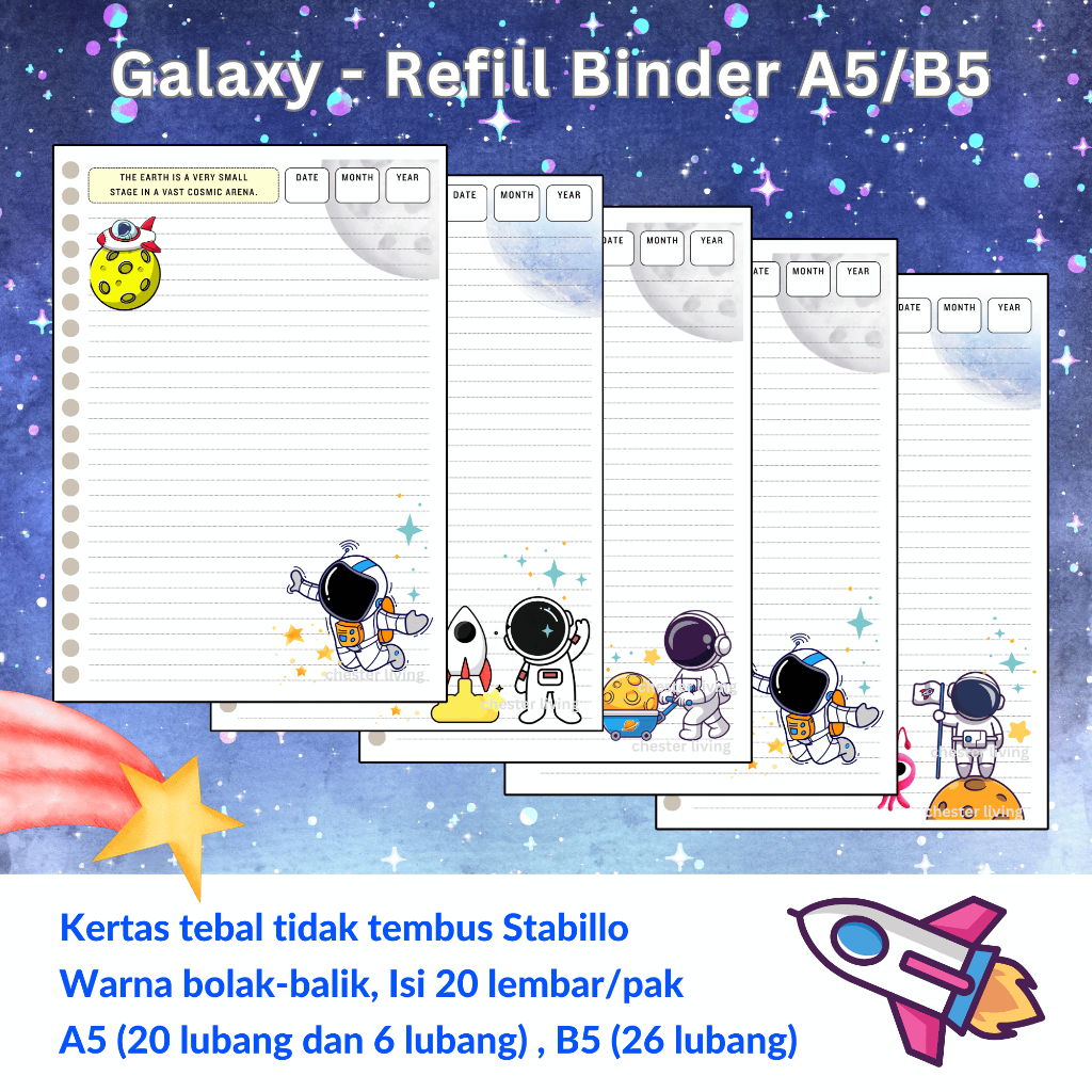 

Galaxy - Loose leaf A5 B5 | Isi Kertas File Refill Map Binder | Notes Notebook Memo Buku Tulis