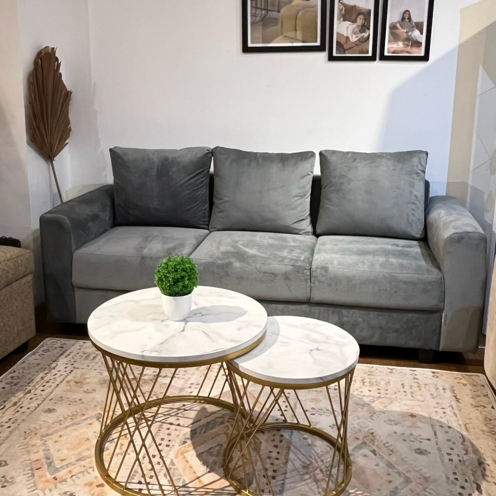 Lovise Sofa Mahalona 3 Seat Bludru Anti Cakar Kucing - Skandinavian Minimalis Modern