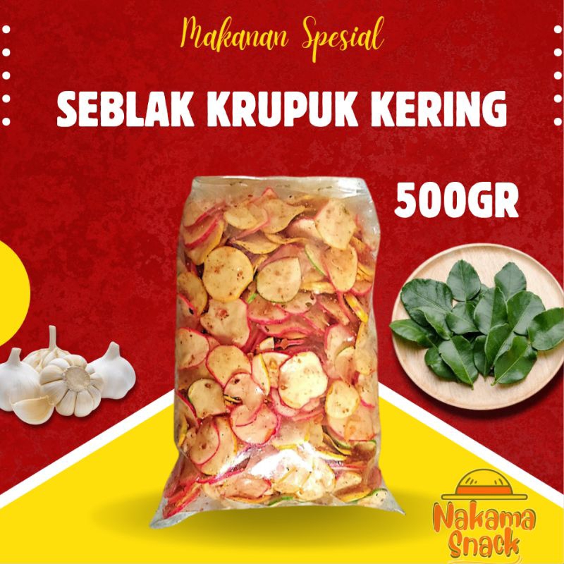 

Seblak Kering krupuk bawang 500gr pedas kriuk ektra daun jeruk snack
