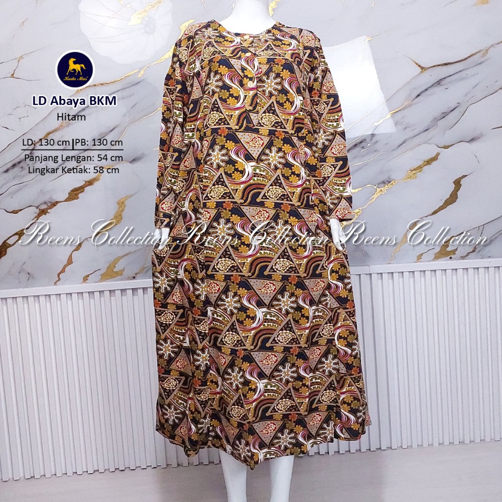 Batik Kuda Mas Jumbo Longdrees ABAYA LD-130 Batik Print | Daster Lengan Panjang Semata Kaki Busui