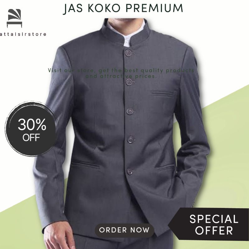 Jas Koko Pria Premium Abu Abu Jasko Mandarin / Jas Koko Mandarin / Jasko Santri / Jasko Pria / Jasko