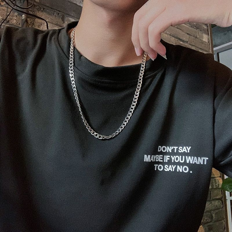 Kalung Rantai Titanium Pria - Kalung Titanium Rantai Baja Stainless - Kalung Punk