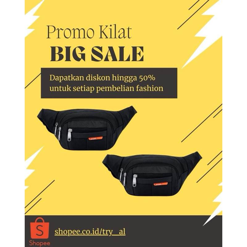 Tas Selempang Pinggang Sporty - Waistbag Pria Wanita Keren Buat Lari,Gowes,Berjualan