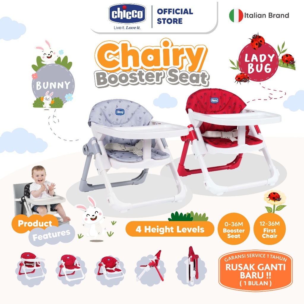 CHICCO Chairy Booster Seat / Kursi Makan Bayi / Kursi Makan Anak / Kursi MPASI / Meja Kursi Bayi