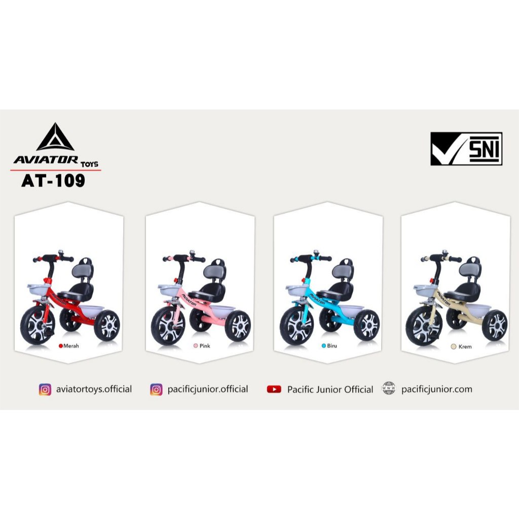 Sepeda Anak Roda 3 Aviator At-109 (Jok kulit)