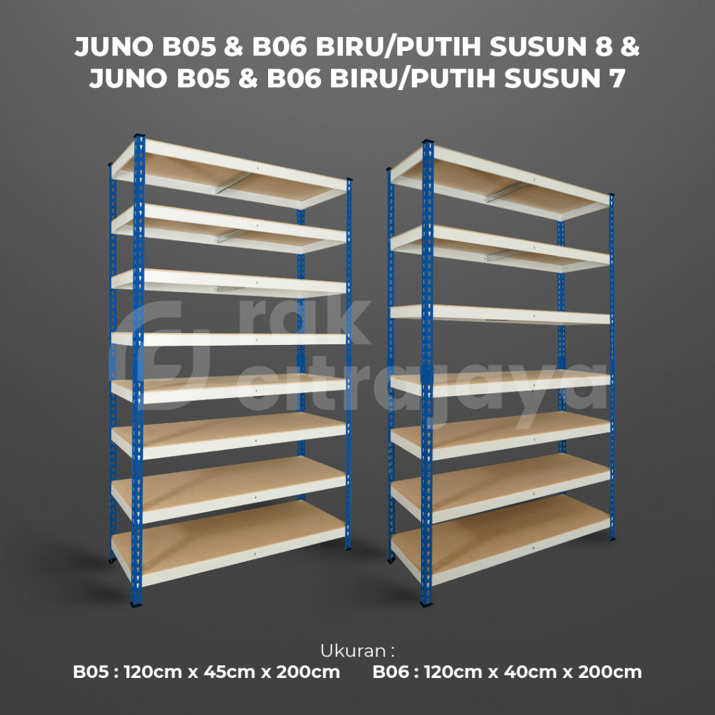 BOLTLESS RAK BESI GUDANG SIKU LUBANG SERBAGUNA TIDAK PERLU BAUT HEAVY DUTY | TIANG BIRU - SHELVING P
