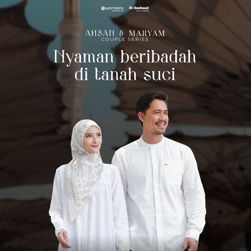 Yasmeera Official | Couple Series Gamis dan Koko Haji Umroh Hitam Putih
