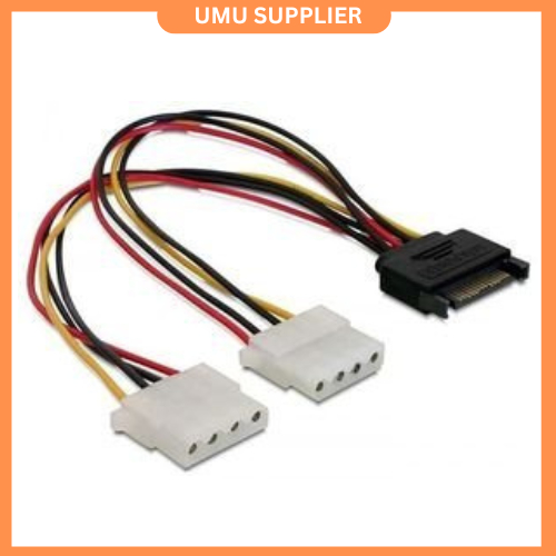 (UMU SUPPLIER) SANJI KABEL SATA POWER 15PIN MALE TO MOLEX 4PIN FEMALE CABANG 2 ADAPTER CONVERTER