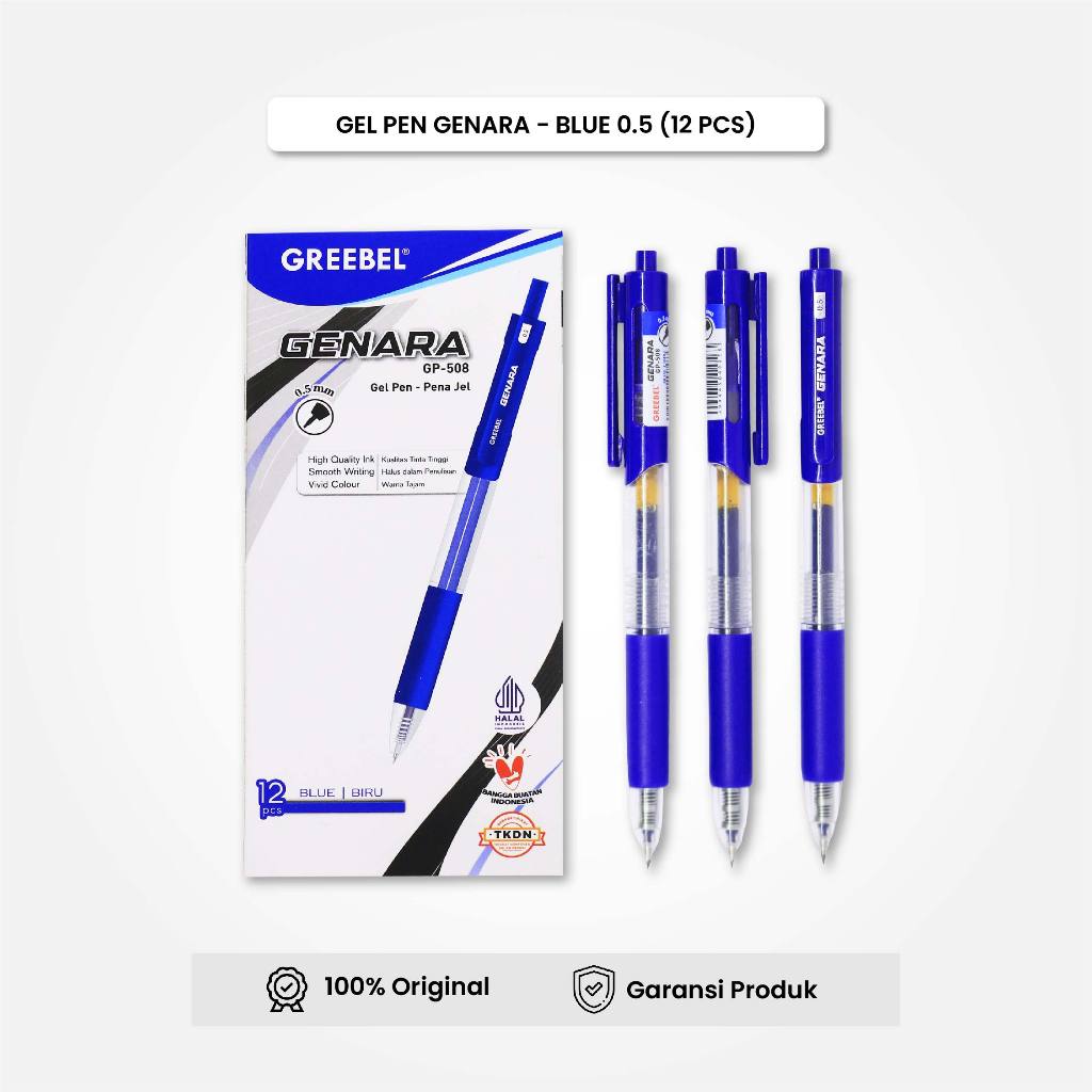 

GREEBEL Gel Pen Pulpen Pena GP-508 Genara Biru 0.5 (12PCS/SET) / Pulpen Gel Murah Grosir