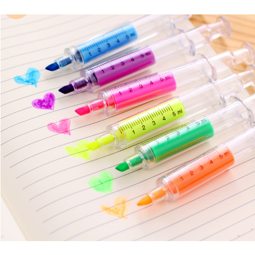 

Pena Warna Penanda Pen Marker Stabilo Dpidol Highlighter Lucu Unik Tabung Suntik S5 40