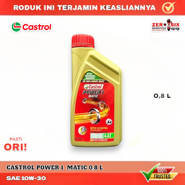 Oli Mesin CASTROL POWER 1 MATIC Sae [ 10W-30 ] 0,8L 800ML Sepeda Motor - PCX 125 150 ADV VARIO BEAT 