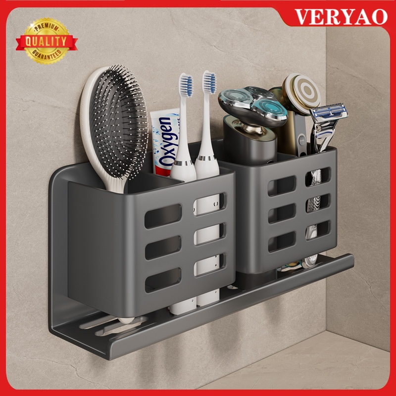 HEYFASTORE. RAK PENYIMPANAN KAMAR MANDI, RAK PENYIMPANAN SISIR DAN SIKAT GIGI, DIPASANG DI DINDING