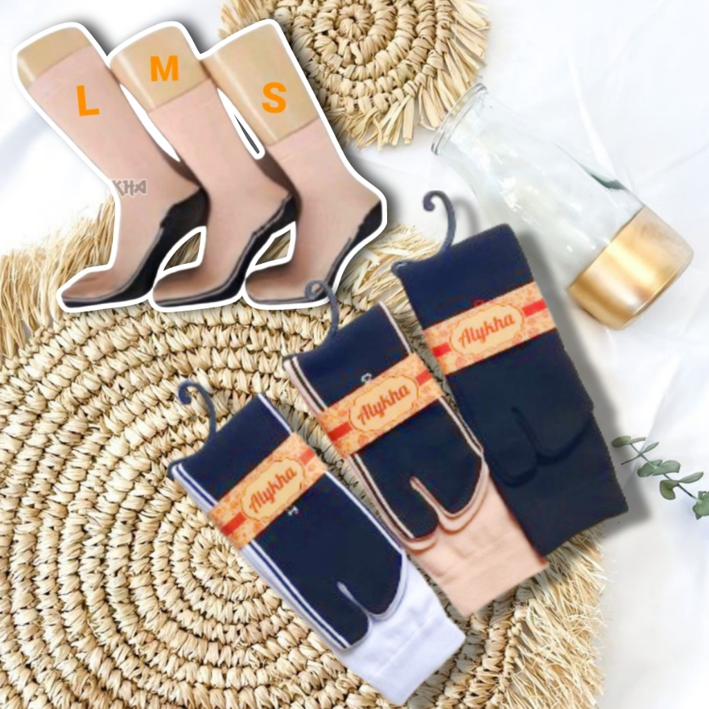 Kaos kaki jempol polos/kaos kaki jempol warna cream hitam putih  (L)