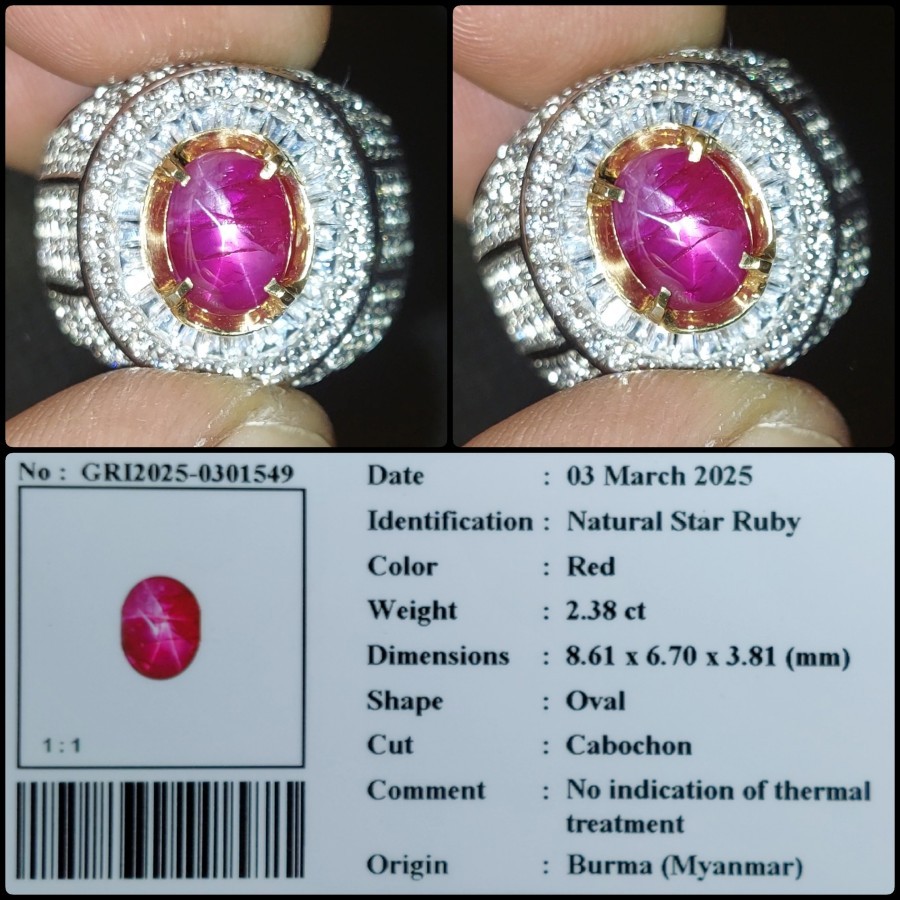Ruby Star Burma Myanmar NH Crystal Red Color Natural Rare Gems Batu Permata Merah Asli Garansi