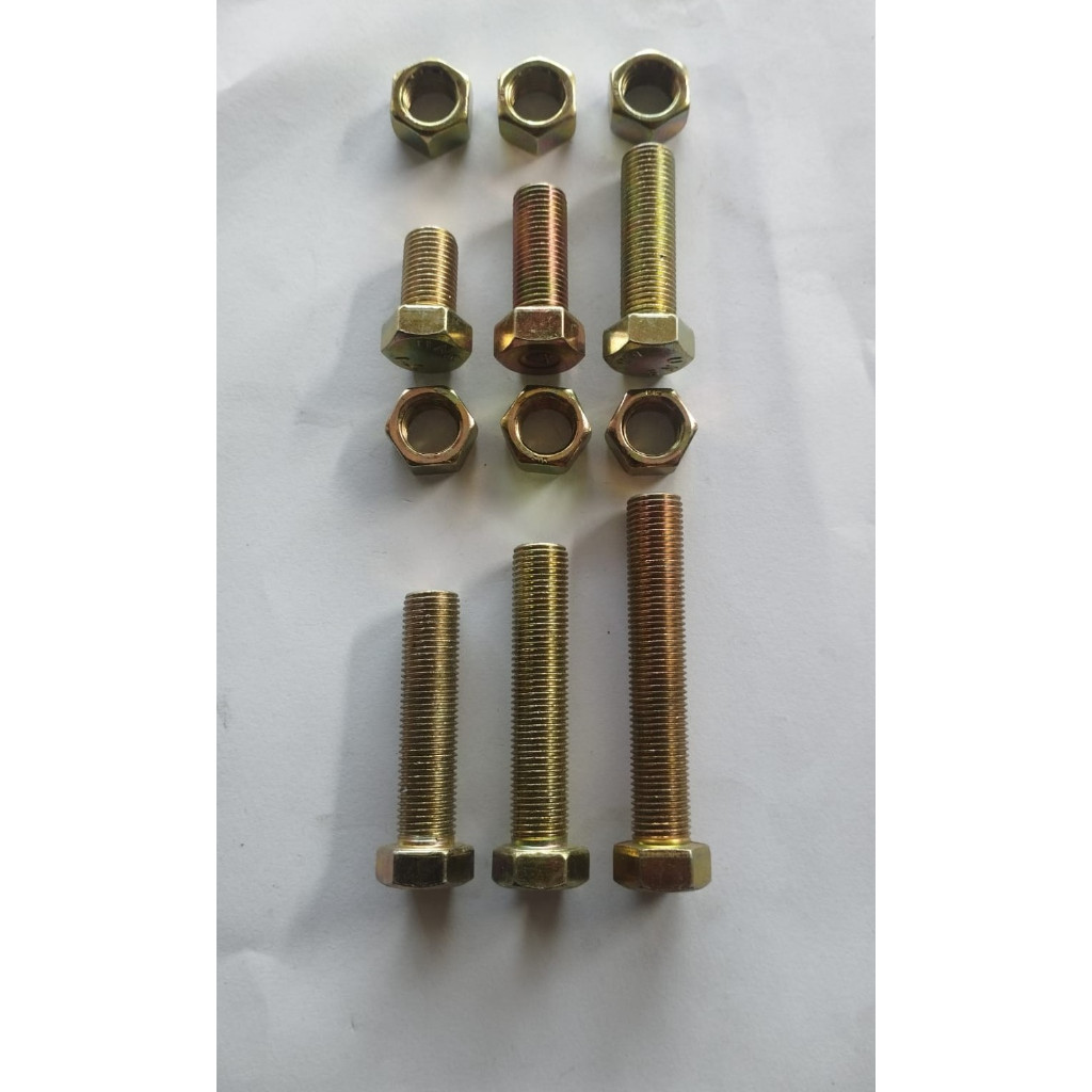 BAUT MUR KUNING M12X50MM (5 CM) / BAUT HEXAGON 12X50 / BMK 12X50/ BAUT KUNCI 17