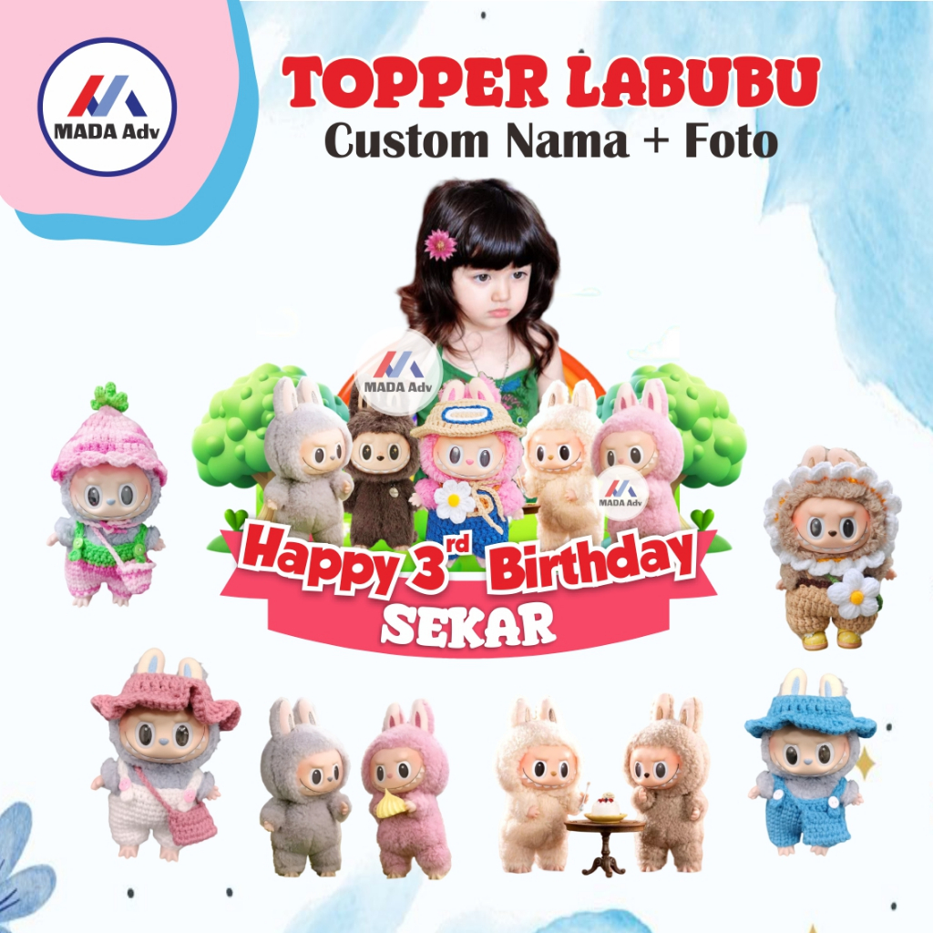 Topper Cake Kue Labubu/ Topper Cake Kue Murah/ Topper Cake Kue Nama & Foto / Topper Cake Kue Karakte