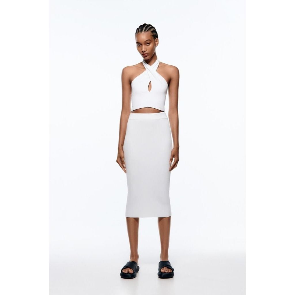 ZARA WHITE HALTER NECK TANK TOP