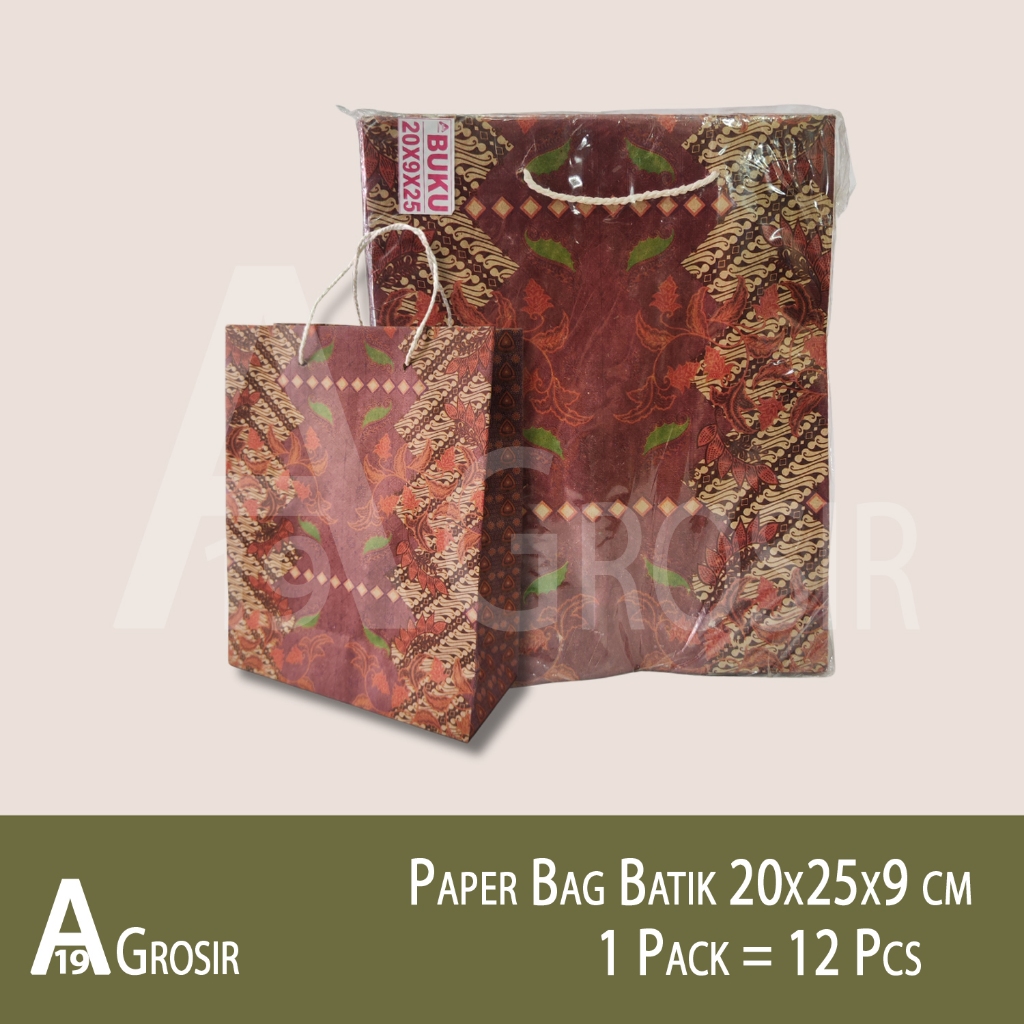 

(1PACK=12PCS) Paper Bag Batik Portrait 20x25x9cm