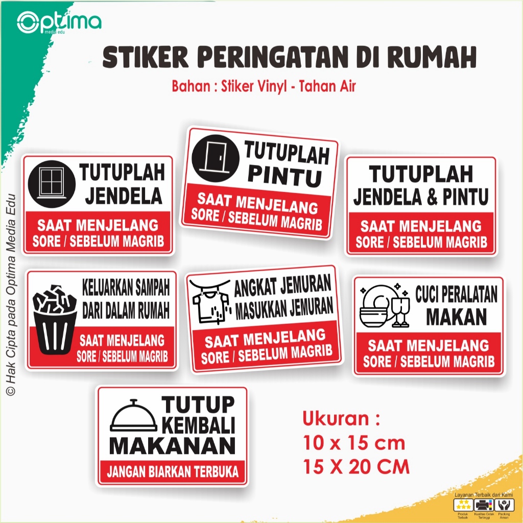 

Stiker Peringatan saat menjelang sore / magrib di rumah / kost / kontrakan / dll