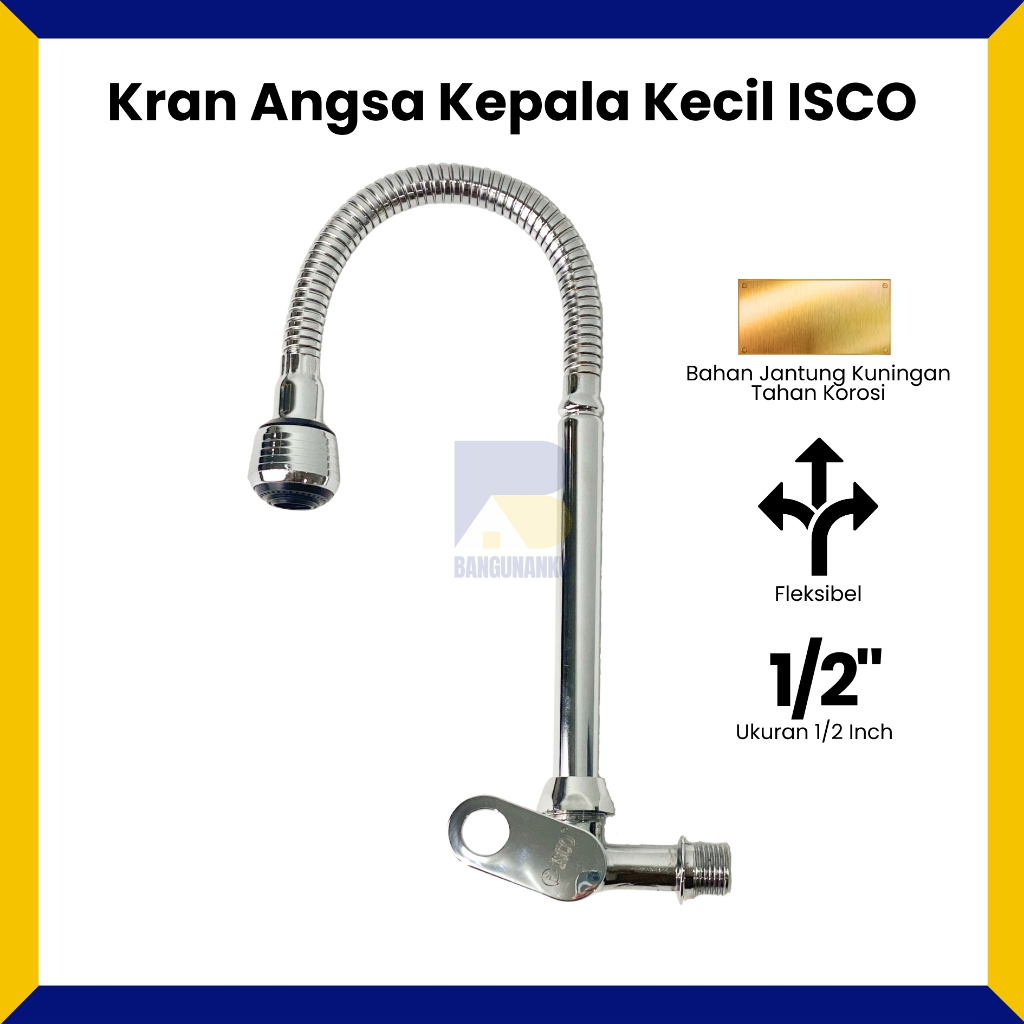 Kran Angsa Fleksibel Kran Cuci Piring Keran Dapur Leher Angsa Flexibel Kepala Kecil Isco