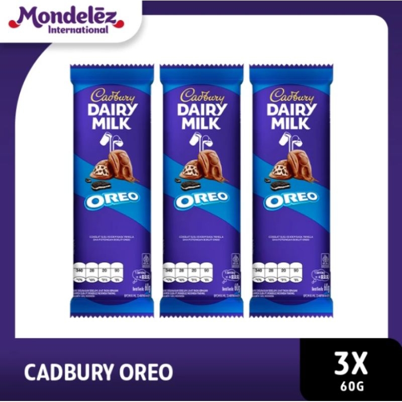 

Cadbury Cokelat Dairy Milk Oreo 60 gr Bundle Packs- Snack/ camilan/ cokelat susu oreo
