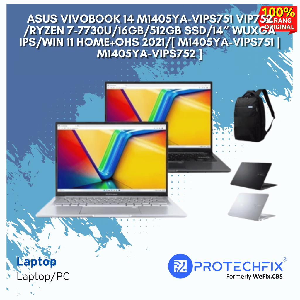 Asus Vivobook 14 M1405YA-VIPS751 VIP752 /Ryzen 7-7730U/16GB/512GB SSD/14″ WUXGA IPS/Win 11 Home+OHS 