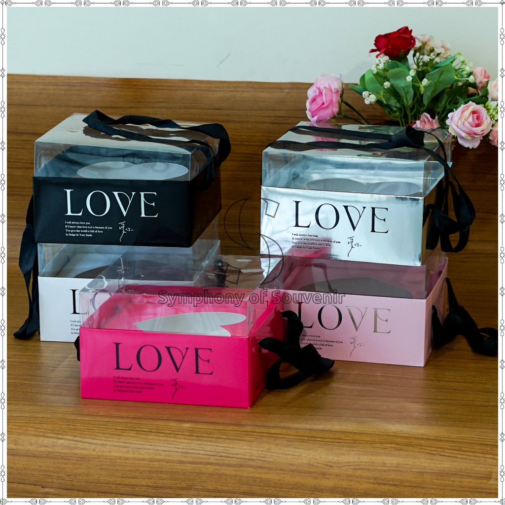 

Flower Box Transparant Love Handle Kotak Hadiah Git Box Kotak Souvenir Kotak Hampers
