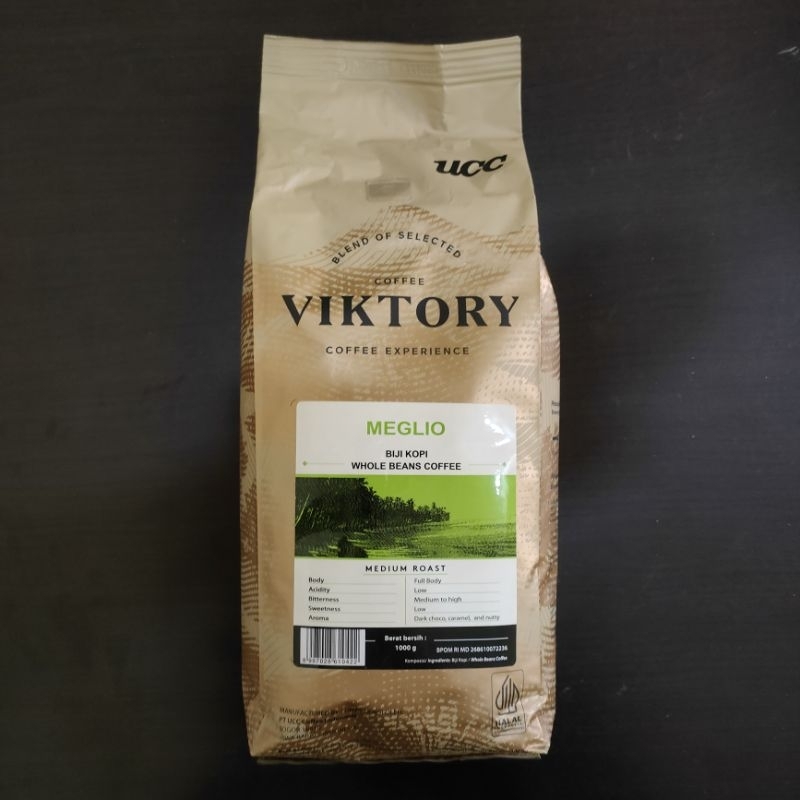 

VIKTORY BIJI KOPI UTUH MEGLIO 1000GR MEDIUM ROAST - ARABIKA 40% - ROBUSTA 60%