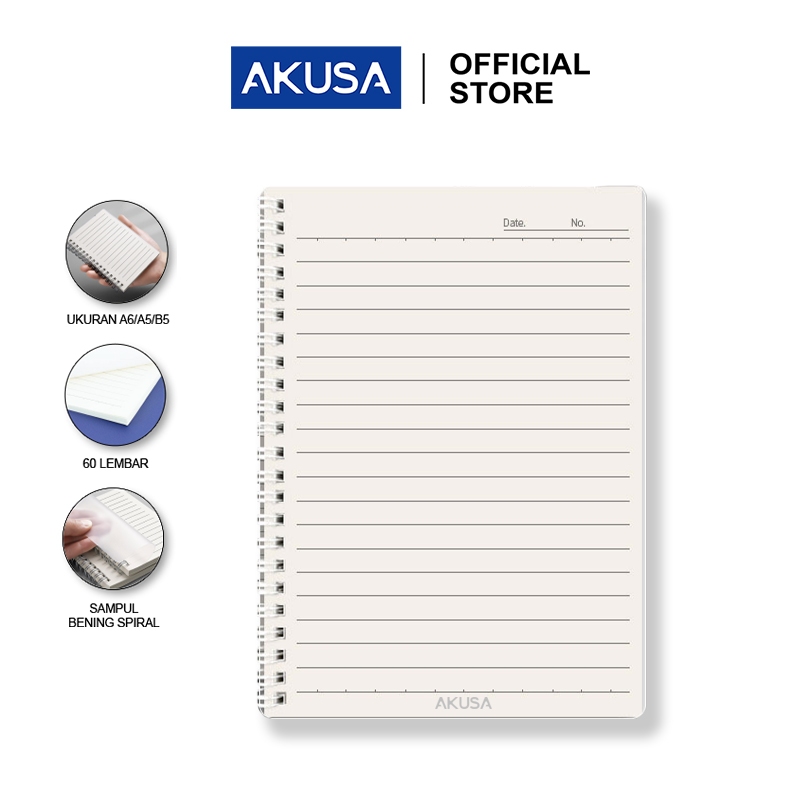 

AKUSA Spiral Book B5 Notebook Catatan Jurnal Buku Tulis Pelajar Kantor Tebal Kertas Bergaris Tidak Mudah Tembus SB003