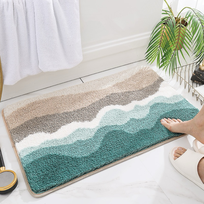 Keset Kaki Premium aesthetic doormat kamar anak dewasa alas lap kaki ruang tamu bulu motif ombak lau