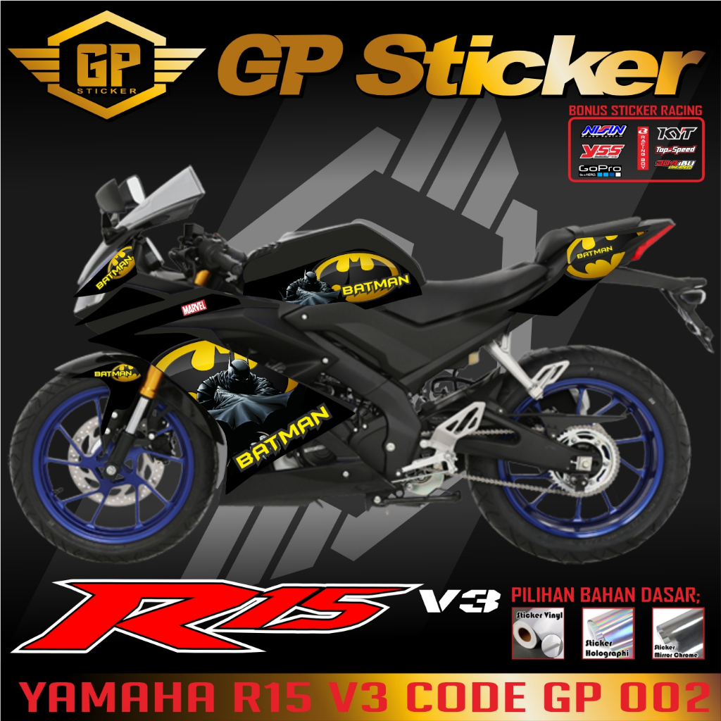STRIPING R15 V3 Stiker R15 V3 MOTIF BATMAN/Variasi Stiker R15 V3 Stiker R15 V3 STRIPING GP 002
