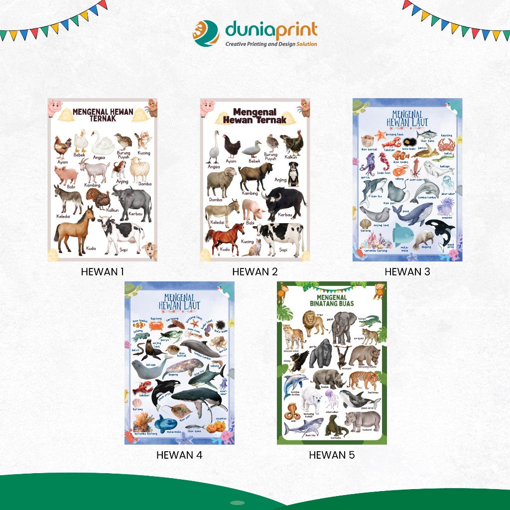 RECOMMENDED Poster Edukasi Anak Poster Belajar Hewan Poster Belajar Buah Poster Mengenal Hewan
