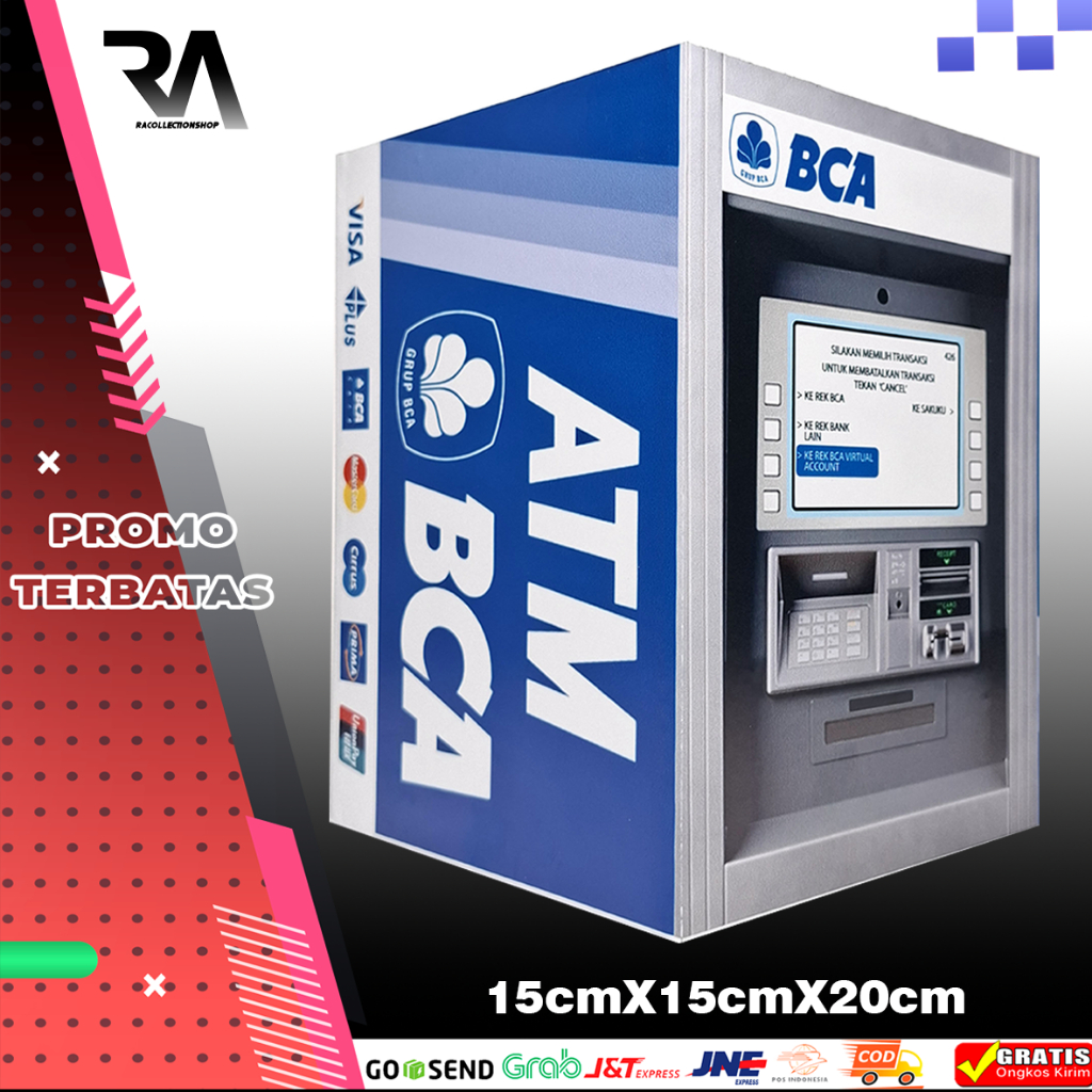 Celengan Anak Motif BANK ATM BCA Tempat Simpan Uang PIGGY BANK Uang Coin