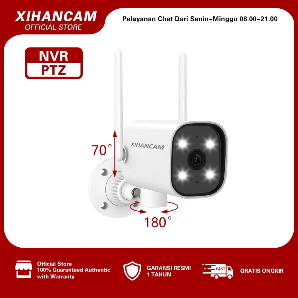 XIHANCAM IP Kamera ColorVu 1080P PTZ CCTV Outdoor Wifi Waterproof Zoom CCTV Wifi Jarak Jauh Lewat HP