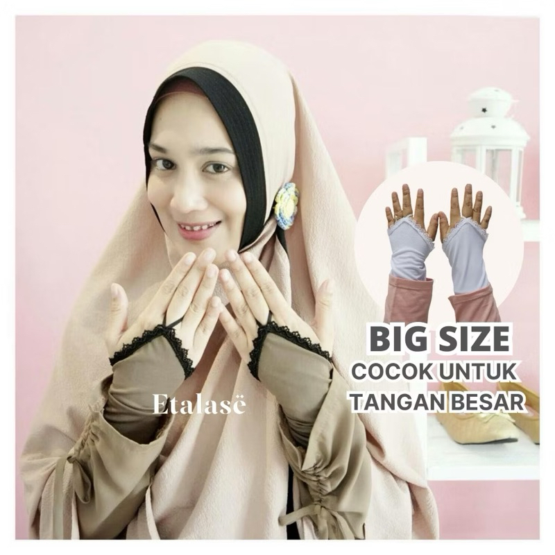 [ etalasehandsock ] Handsock Ringplain | Manset Cincin Renda Bigsize | Sarung Tangan Umroh Jumbo
