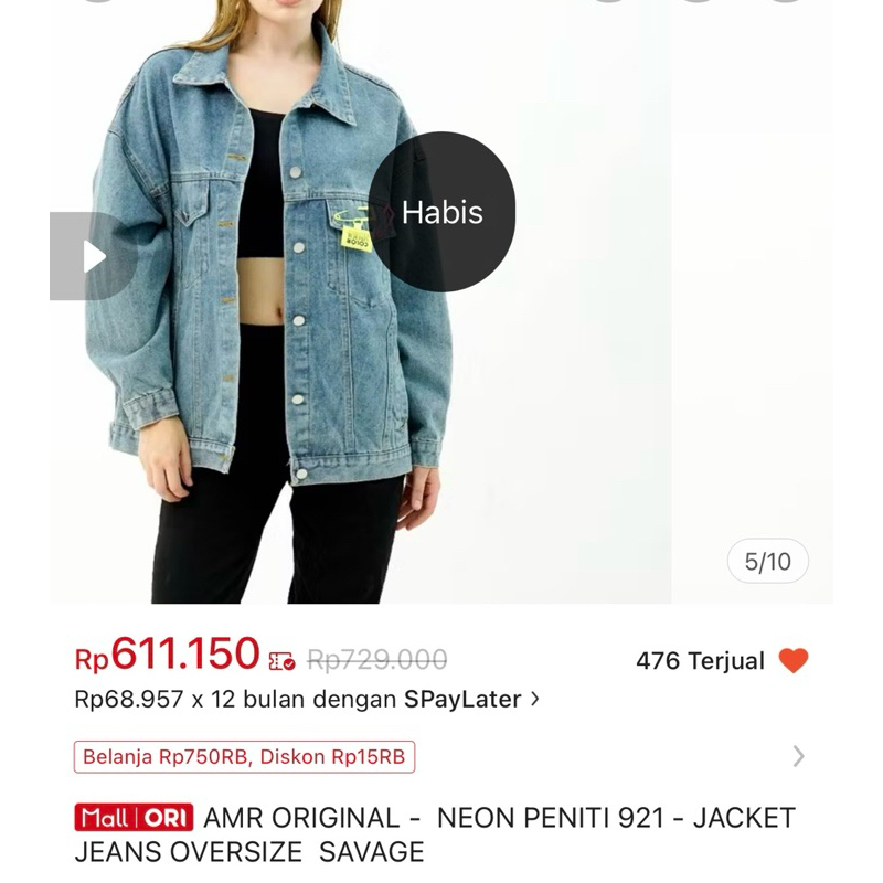 (PRELOVED LIKE NEW) AMR ORIGINAL -  NEON PENITI 921 - JACKET JEANS OVERSIZE  SAVAGE