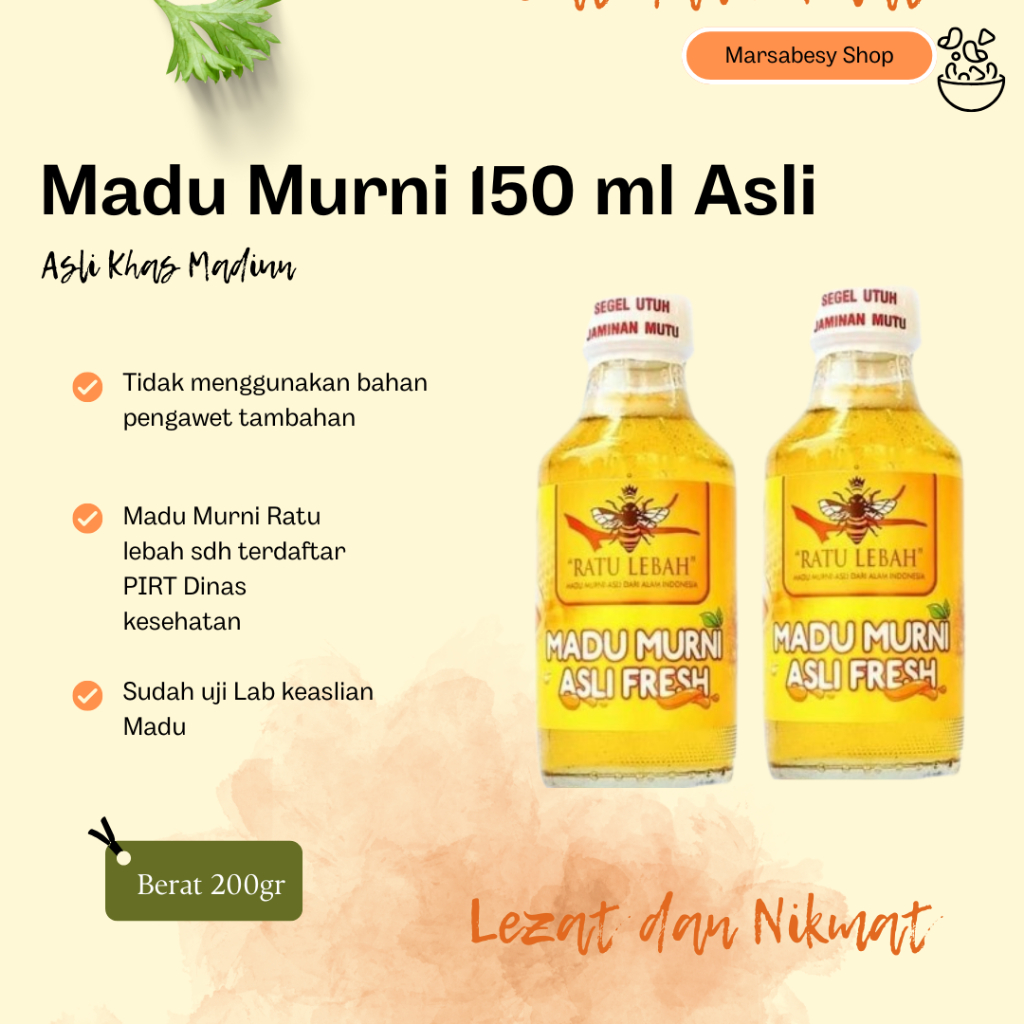 

NEW Madu Murni 150 ml Asli Raw Honey Apis Melifera MURAH BERKUALITAS