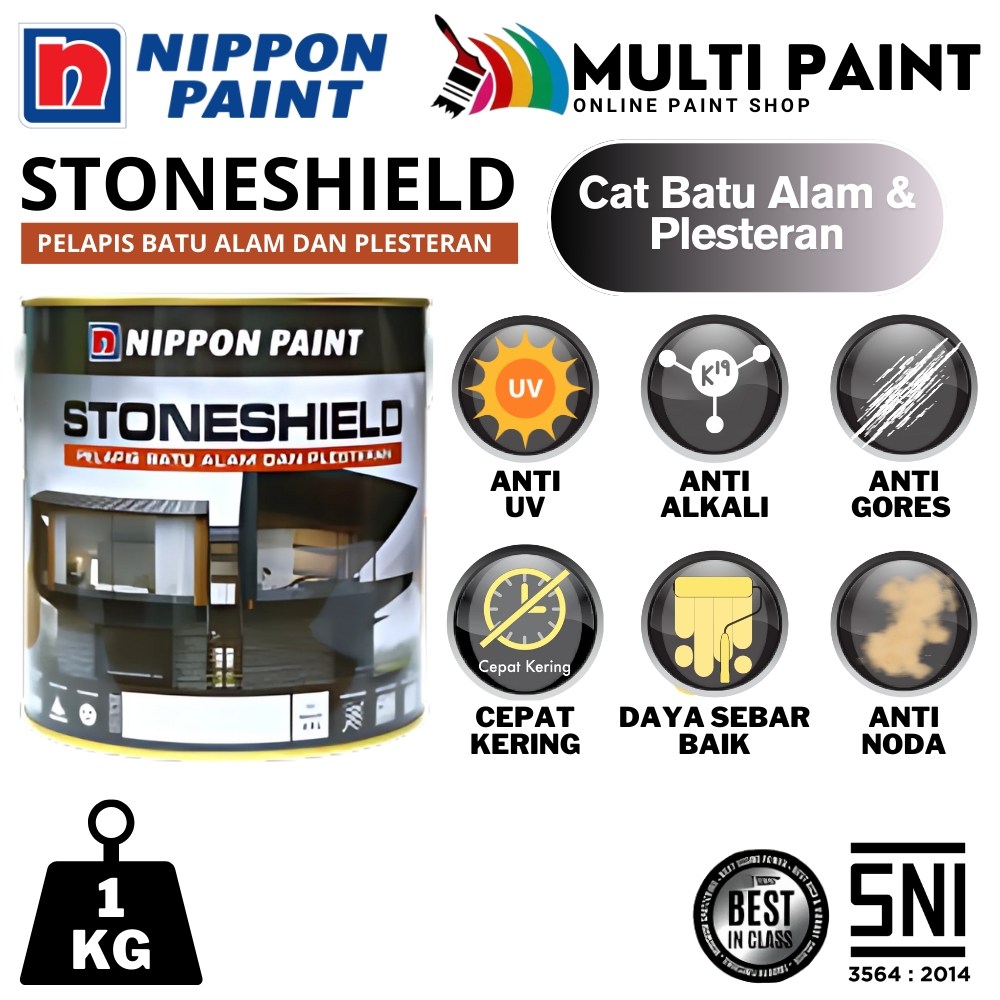 NIPPON PAINT STONESHIELD 1KG NIPPON PAINT CAT PELAPIS BATU ALAM DAN PLESTERAN CAT BATU ALAM 1KG