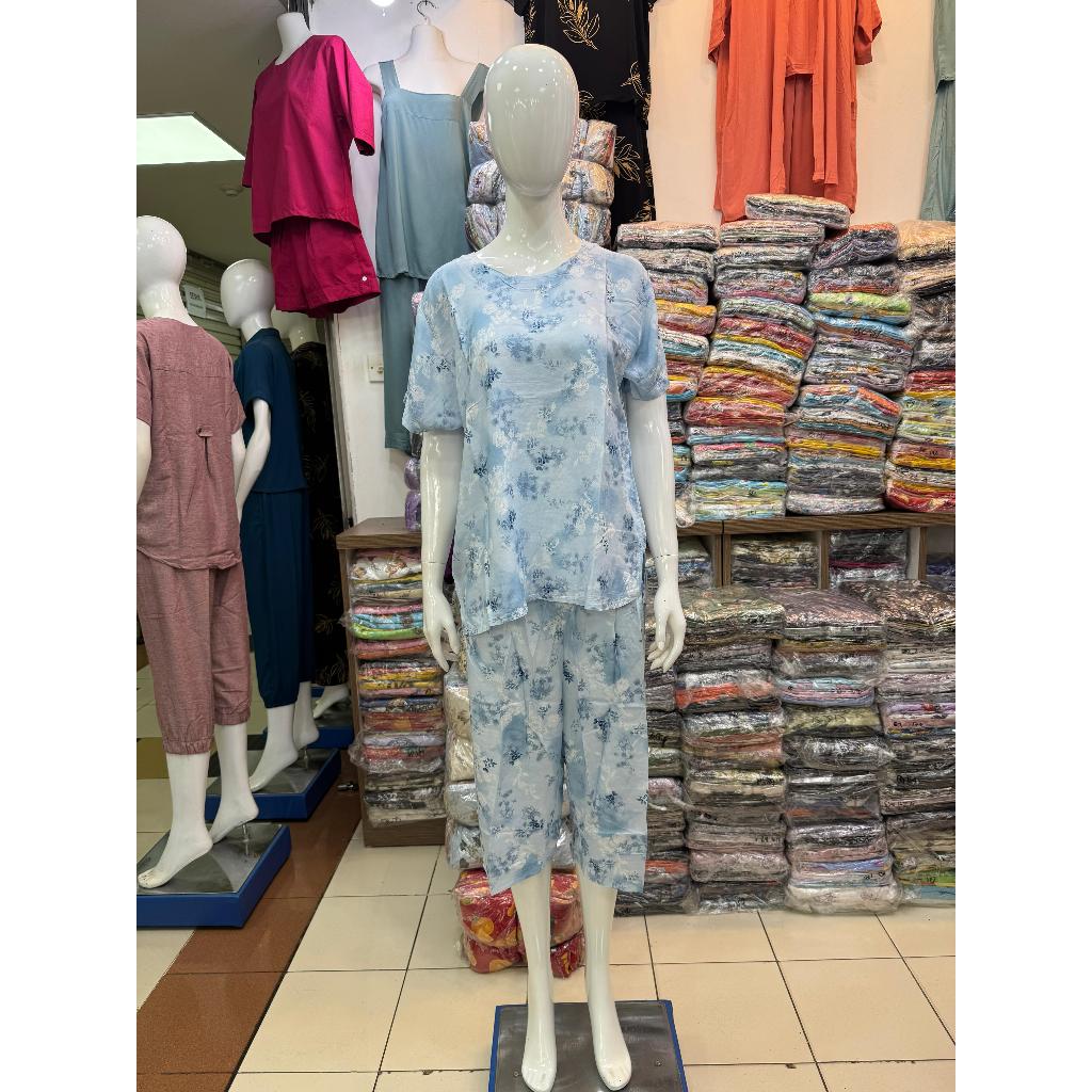 SA Setelan baju tidur rayon Yeong Gi size L celana 7/8