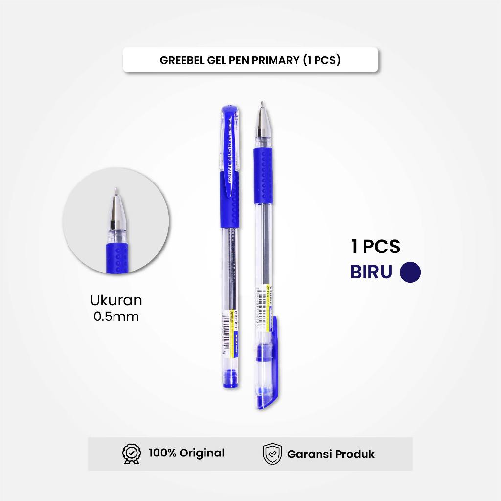 

GREEBEL Gel Pen Pulpen Pena GP-510 Primary 0.5 Biru (1PCS) / Pulpen Gel Murah Grosir