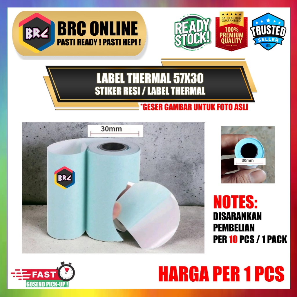 

[1 PCS] Kertas Label Stiker Thermal 57X30 58X30 Resi Online Shop Mini Printer Bluetooth 57MM 58MM