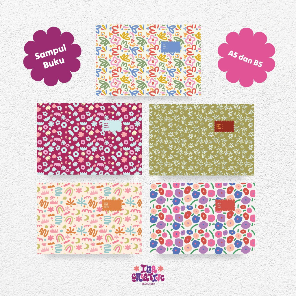 Ina Creative Sampul Buku A5 B5 Cover Fancy HVS Craft | Sampul Aesthetic | Sampul Buku Best Seller | 