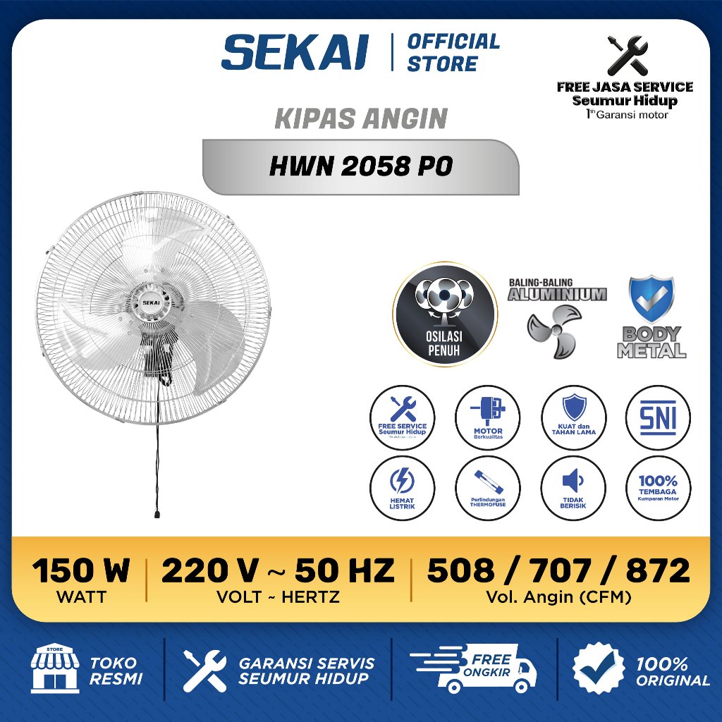 SEKAI Kipas Angin Dinding Tornado / Kipas Angin Gantung 20 Inch - HWN 2058