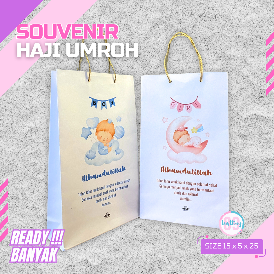 

PAPER BAG KELAHIRAN BAYI TAS SOUVENIR BABY GIRL BOY PUTIH GOODIE BAG TAS KADO READY STOK SIAP KIRIM 15X5X25