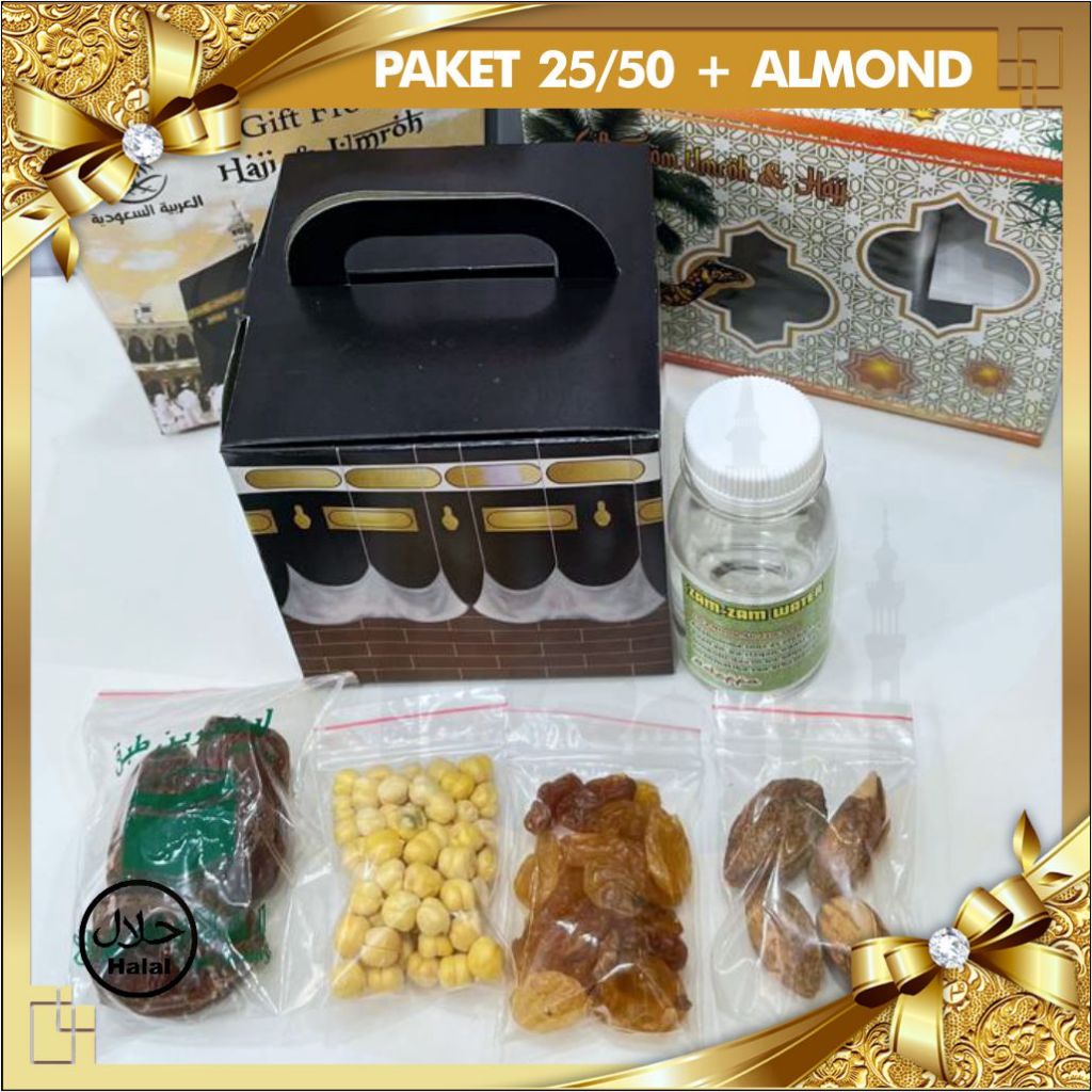 

Paket 25/50Box HEMAT Oleh oleh Haji Umroh Murah dan Lengkap Air zamzam dan Kacang Almond