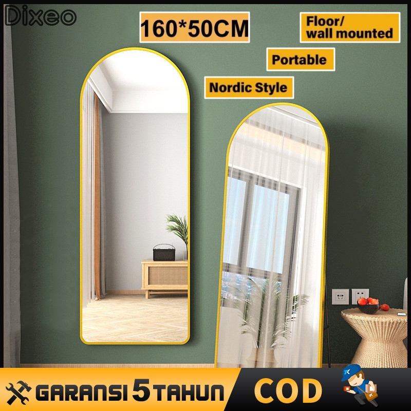【Kemasan Kayu】Standing Mirror Premium Standing Mirror Cermin Standing Oval Standing Mirror 150-160*4