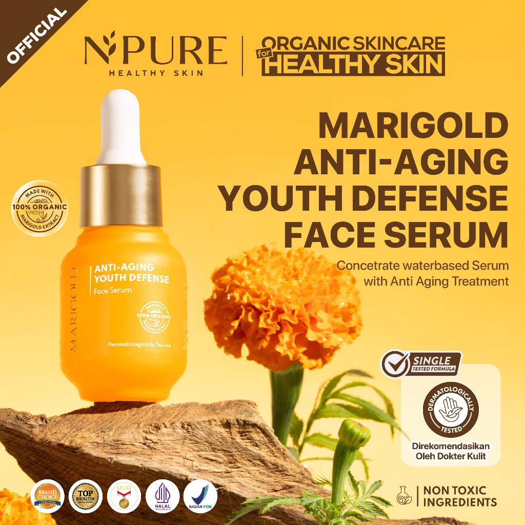 NPURE Marigold anti-Aging Youth Defense Face Serum / Anti Aging Serum / Serum Wajah Anti Aging Flek 