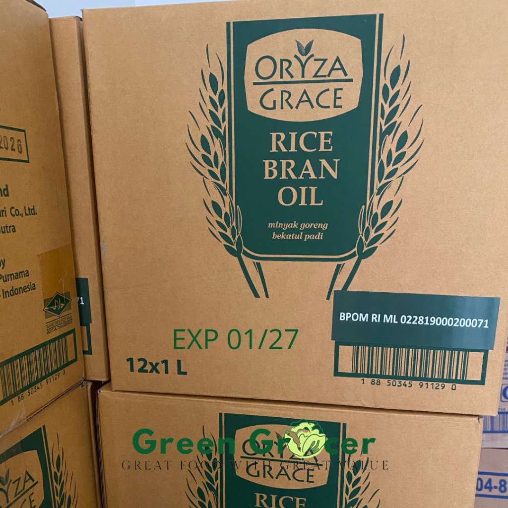 

ORYZA GRACE Rice Bran Oil 1L / Minyak Goreng Beras bekatul 1 L / oryza 1l / 1 Box - isi 12 botol